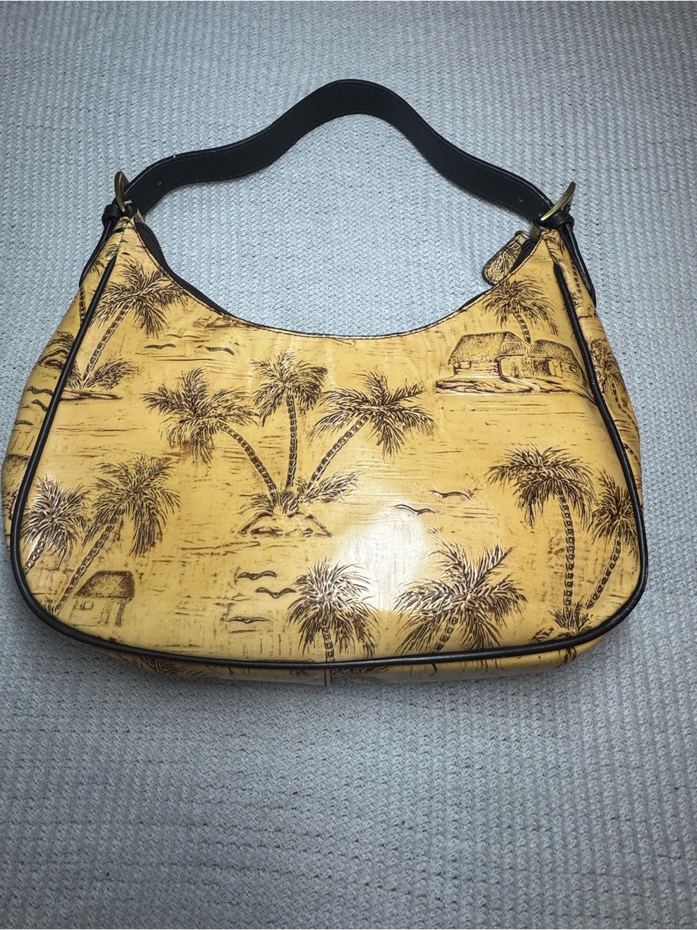 Tropical Sunset Cove Where Dreams Are Made Yellow Hobo Shoulder Bag